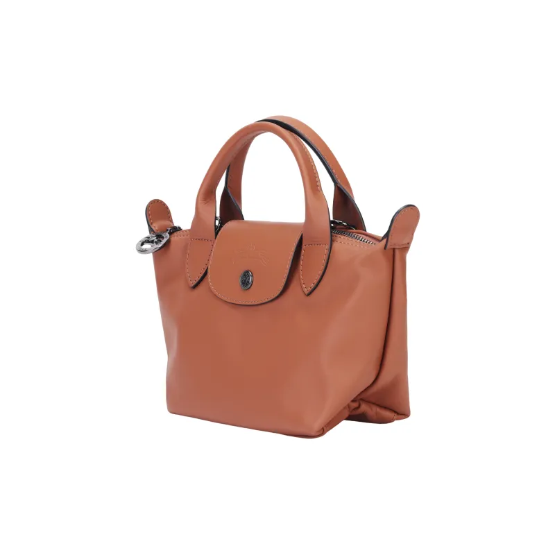 LONGCHAMP Le Pliage Cow Leather Dumpling Bag Shoulder Bag Crossbody Bag Handbag Mini Women's Cognac-1