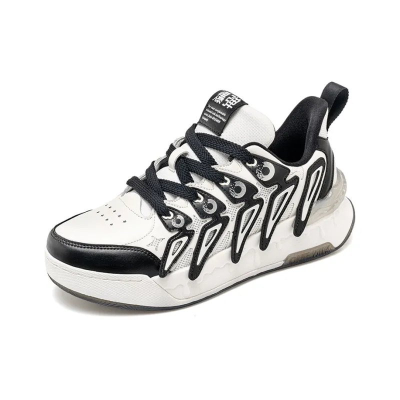 ONEMIX Cushioning Lightweight Height Increasing Low Top Skateboard Shoes Unisex Oat Black-1