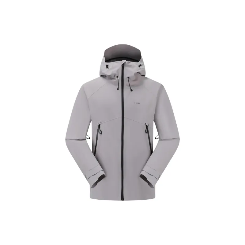 DECATHLON MH500 Hiking Water Resistant Windproof Breathable Windbreaker Jacket Men's Light Gray-0