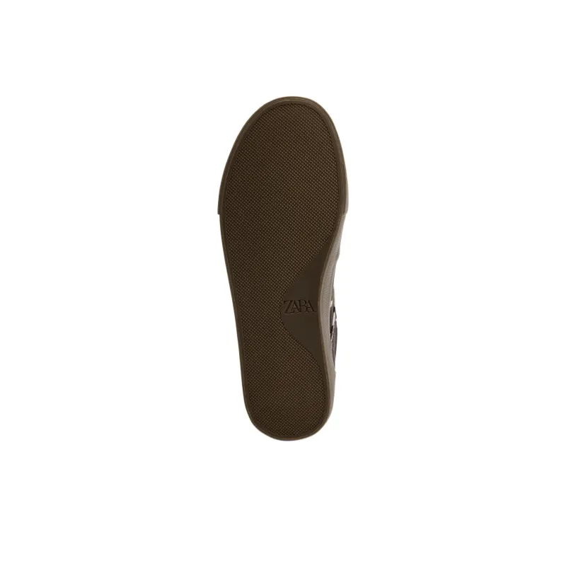 ZARA Low Top Skateboard Shoes Women's White Brown-6