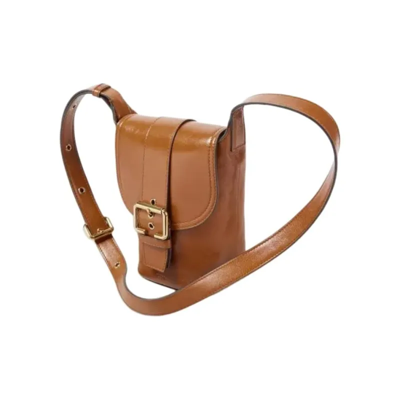Chloe Leather Shoulder Bag Crossbody Bag Mini Women's Brown-1