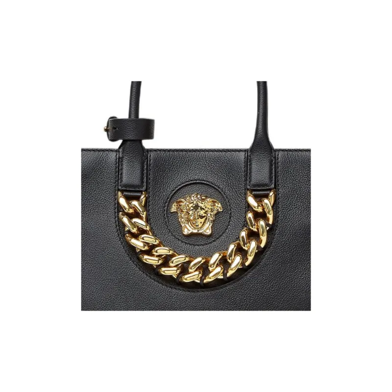 FANSIZHE La Medusa Grained Calfskin Tote Bag Shopping Bag Shoulder Bag Crossbody Bag Handbag Medium Size Women's Black-3