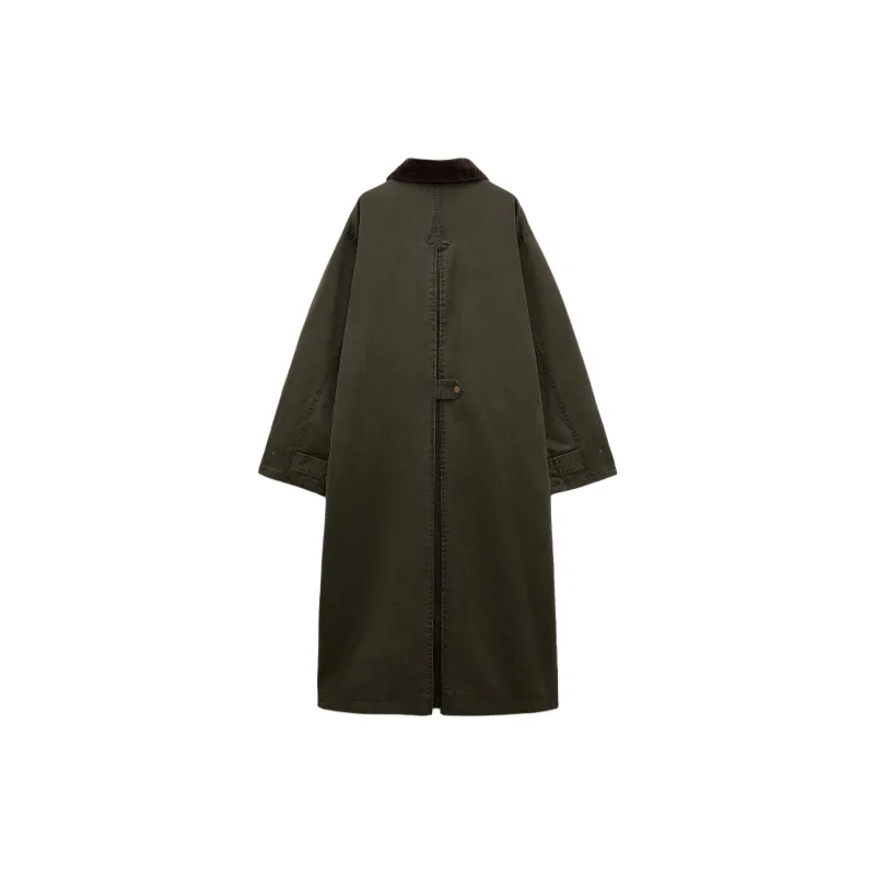 ZARA Trench Coat Women's Moss Green-1