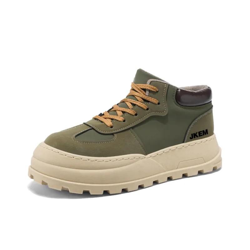 JKEM Anti Slip And Wear Resistant Height Increasing Mid Top Casual Shoes Men's-11