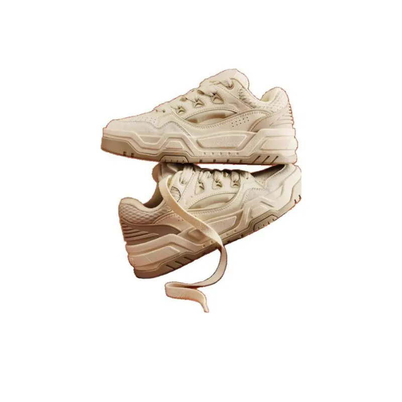 Anta Non-slip Lightweight Low-Top Skateboard Shoes Men's Beige Yellow-3