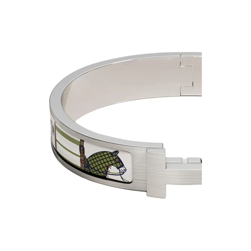 HERMES Palladium Plated Bangles Unisex White-2
