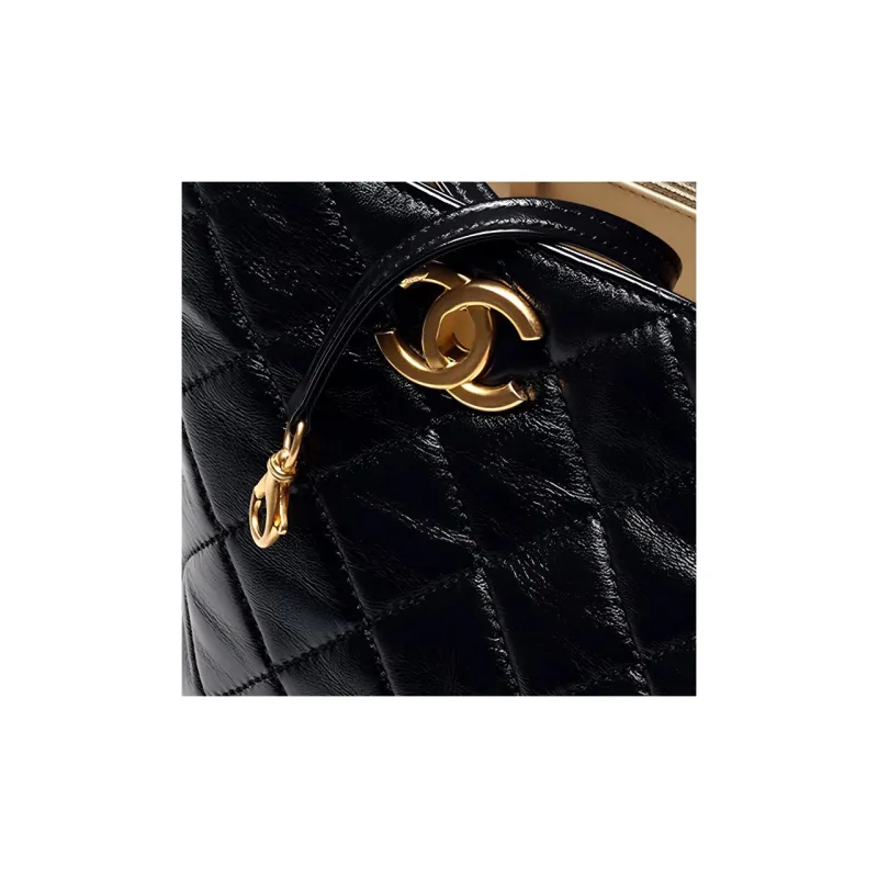 CHANEL Lambskin Tote Bag, Shopping Bag, Crossbody Bag, One Shoulder Handbag Women's Black-3