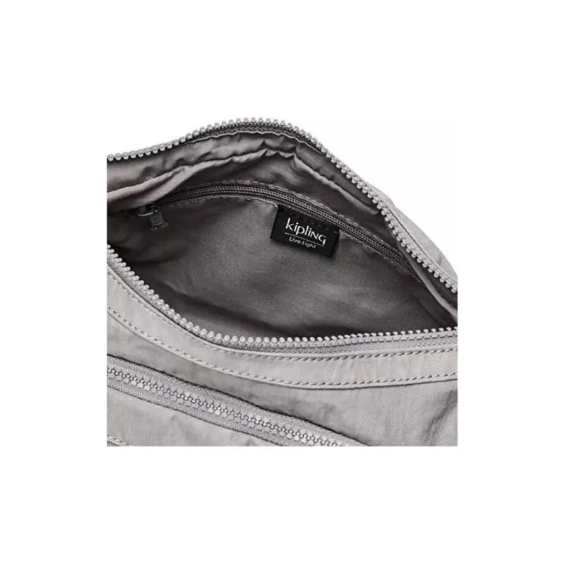 Kipling Nylon Shoulder Bag, Crossbody Bag Small Size Unisex Gray Purple-3