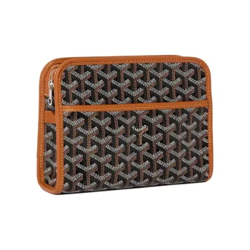 GOYARD JOUVENCE Calfskin Toiletry Bag Small Size Unisex Black & Brown