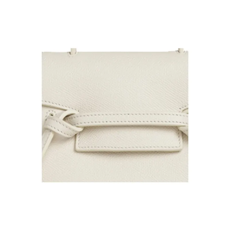 CELINE Belt Cow Leather Catfish Bag Handbag Portable Crossbody Bag Shoulder Bag Women's Candy Color Ecru-4