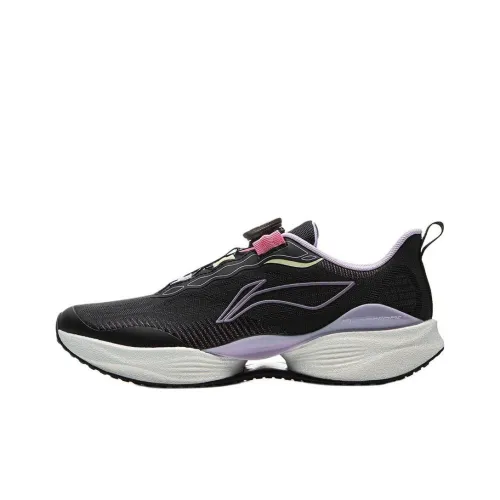 LINING YOUNG Anti Slip Wear Resistant Low Top Kids' Running Shoes Black Pink Teenagers