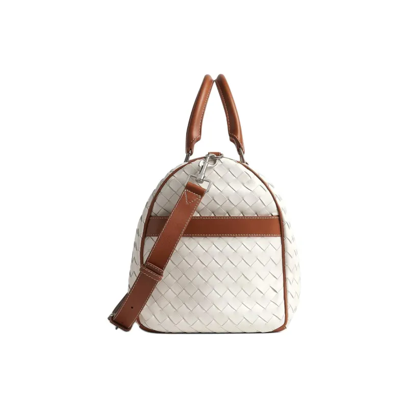 Bottega Veneta Intrecciato Calfskin Travel Bag Men's White & Light Wood-2