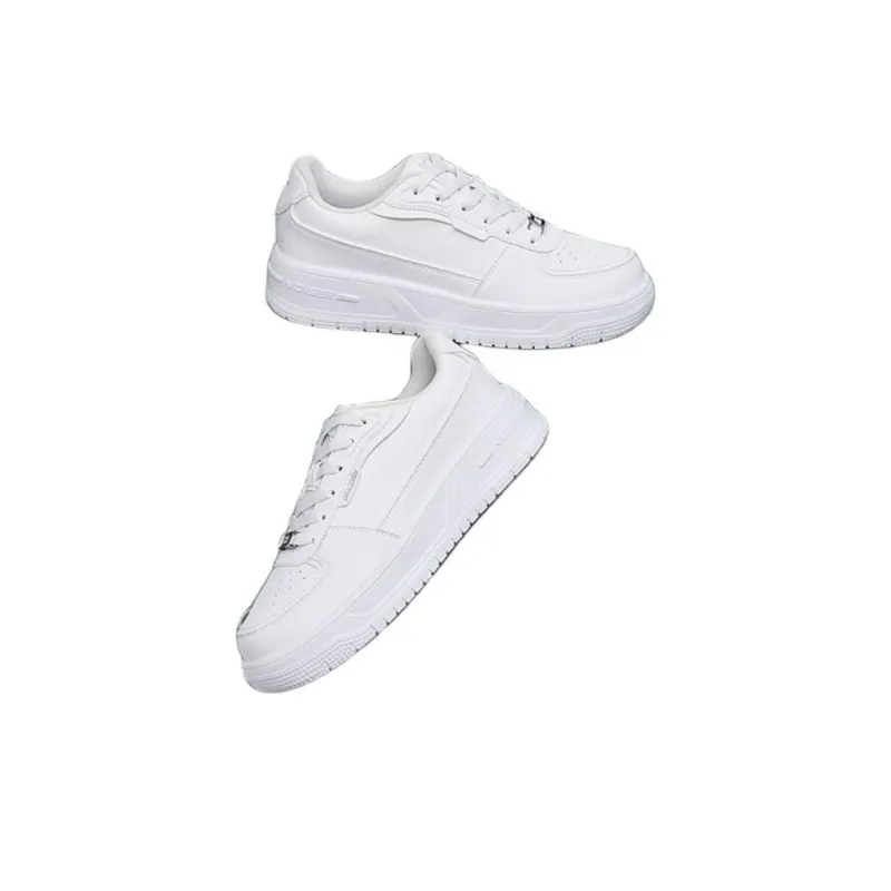 QIAODAN Non slip Lightweight Low Top Skateboard Shoes Women's White Silver-3
