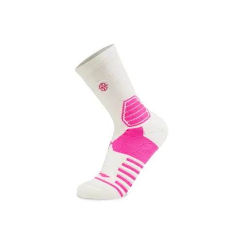 LiNing Basketball Collection Knee High Socks Unisex 1 Pack Standard White Fluorescent Neon Pink