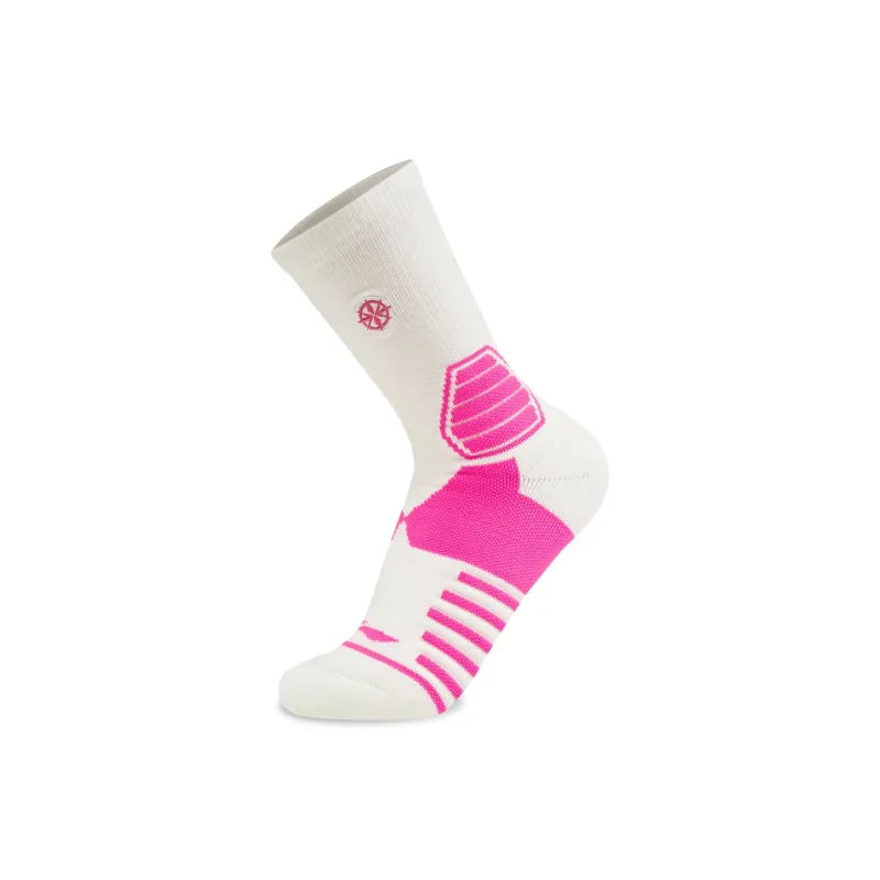 LiNing Basketball Collection Knee High Socks Unisex 1 Pack Standard White Fluorescent Shimmer Pink-0