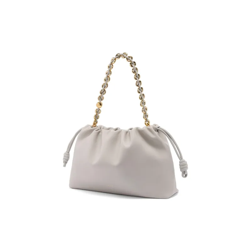 LOEWE Flamenco Lambskin Crossbody Bag Shoulder Bag Large Size Women's Shell Gray-4