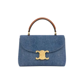 CELINE Denim One Shoulder Handbag Women's Blue