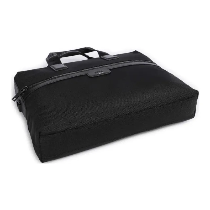 HUGO BOSS Recycled Polyester Portable One Shoulder Crossbody Briefcase Men's Black-2