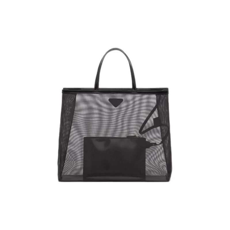 PRADA Leather Tote Bag Shopping Bag Combo One Shoulder Handbag Regular Women's Black-3
