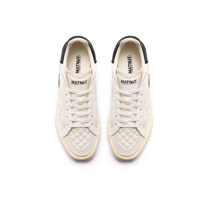 MATNUT Height Increasing Slip Resistant Low Top Skateboard Shoes Unisex White-3