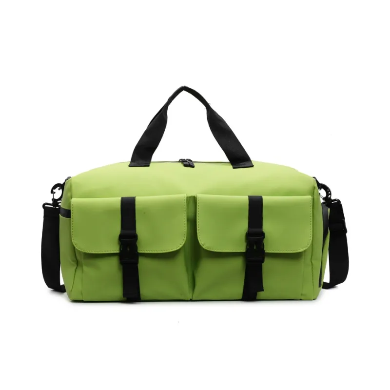 MOK Fabric Gym Bag Large Size Unisex Gray/Black/Green-6
