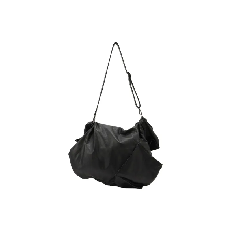 Yohji Yamamoto Cow Leather Crossbody Bag Shoulder Bag Unisex Black-0
