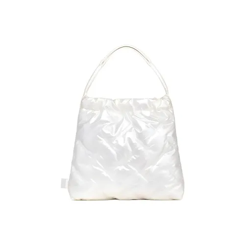CARLYN Polyurethane Trash Bag Handbag Shoulder Bag Medium Size Women's Pearl White