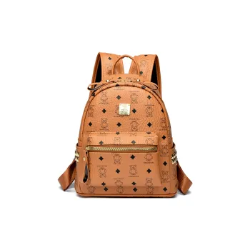 MINLUBAOLUO PU Backpack Regular Women's Brown Ecru