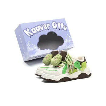 KAAVER OTTO Slip Resistant Cushioning Wear Resistant Height Increasing Low Top Skateboard Shoes Women's Beige Green