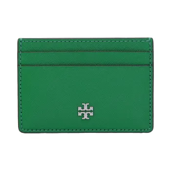 TORY BURCH Emerson Cow Leather Card Holder Women's Army Green