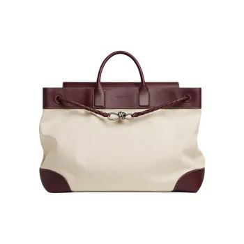 Bottega Veneta Linen Tote Bag Shopping Bag Shoulder Bag Crossbody Bag Handbag Men's Natural & Marigold Brown