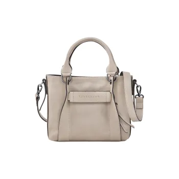 LONGCHAMP Leather Square Bag, Shoulder Bag, Crossbody Bag, Handbag Women's Dark Silver
