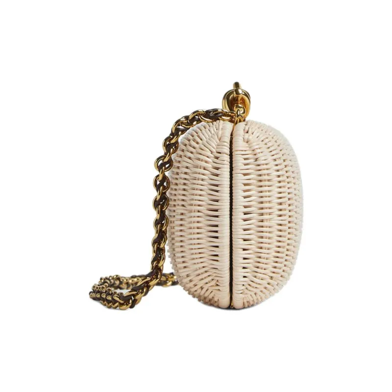 Bottega Veneta Lambskin One Shoulder Crossbody Clutch Women's Natural-1