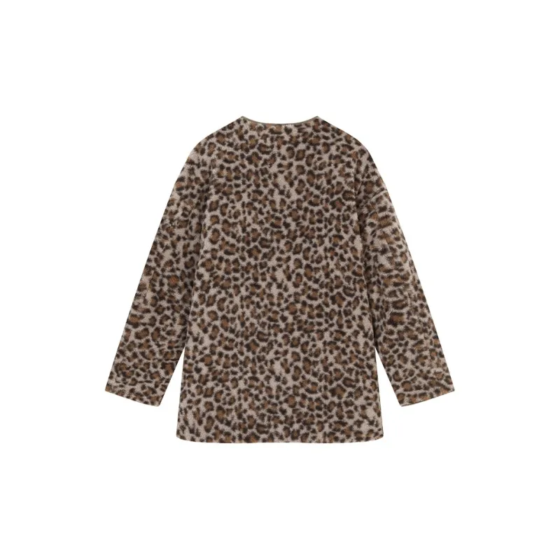 ELF SACK Puffer Jacket Women's Leopard Print Brown-1