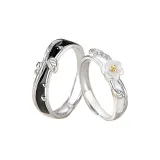 C000571 Morning Dew and Flower-Couple Rings-S925 Silver