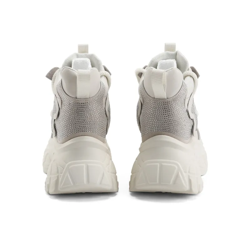 TOM TAILOR Phantom White Stylish Platform Shoes Mid Top Chunky Sneakers Women's-10