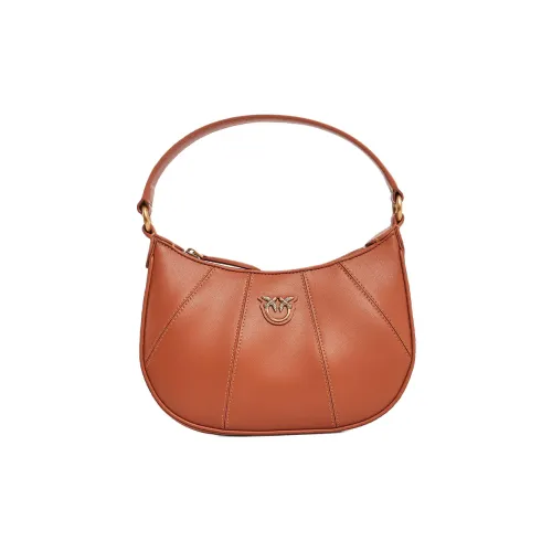 PINKO SIMPLY Cow Split Leather Handbag Shoulder Bag Medium Size Women's Orange