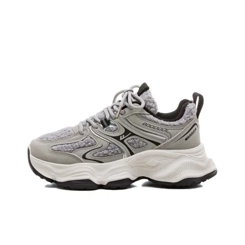 Warrior Anti Slip And Wear Resistant Height Increasing Low Top Chunky Sneakers Women's Gray