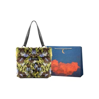 Elsvet Faux Fur Tote Bag Shopping Bag Shoulder Bags Regular Women's Oil Paint Colors