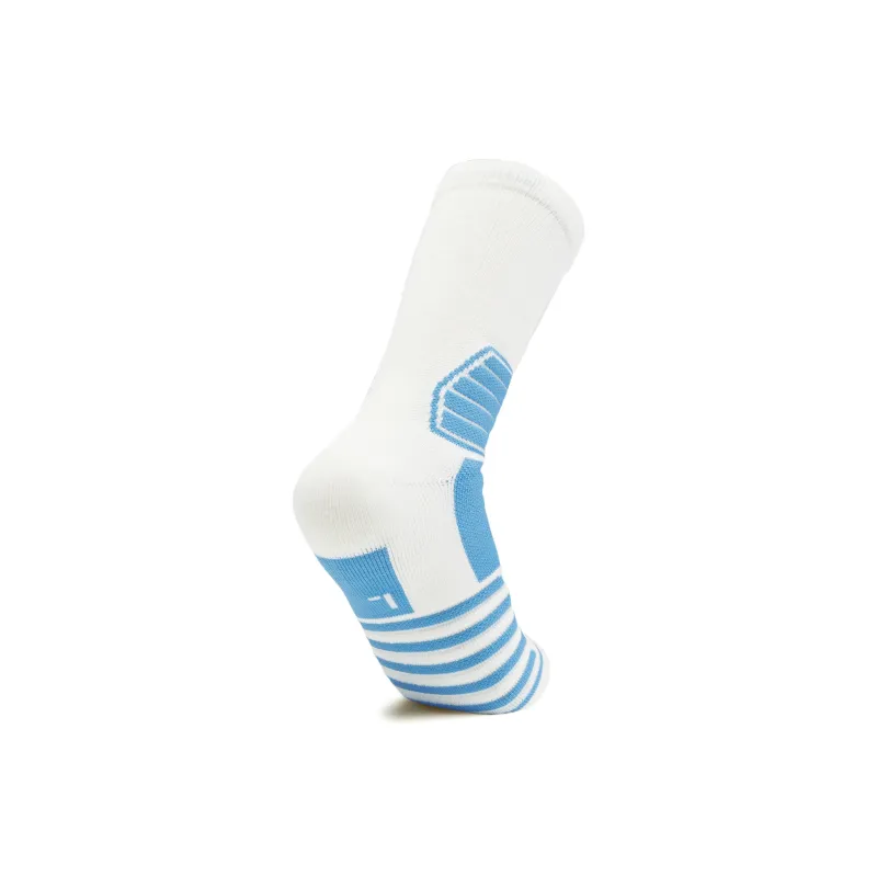 LiNing Basketball Collection Mid Calf Socks Unisex 1 Pack Standard White/Light Sky Blue/Island Blue-2