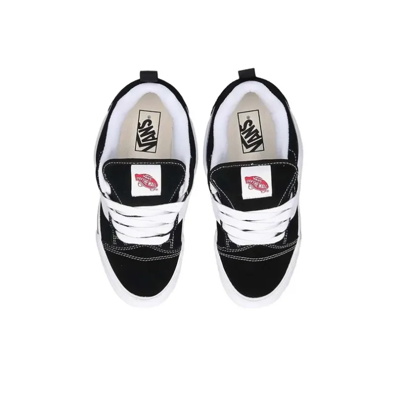 Vans Knu Skool Abrasion Resistant Low Top Shoes Unisex Black White-2