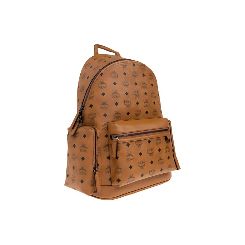 MCM Visetos Canvas Backpack Medium Size Women's Cognac Brandy-2