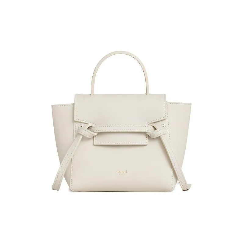 CELINE Belt Cow Leather Catfish Bag Handbag Portable Crossbody Bag Shoulder Bag Women's Candy Color Ecru-0