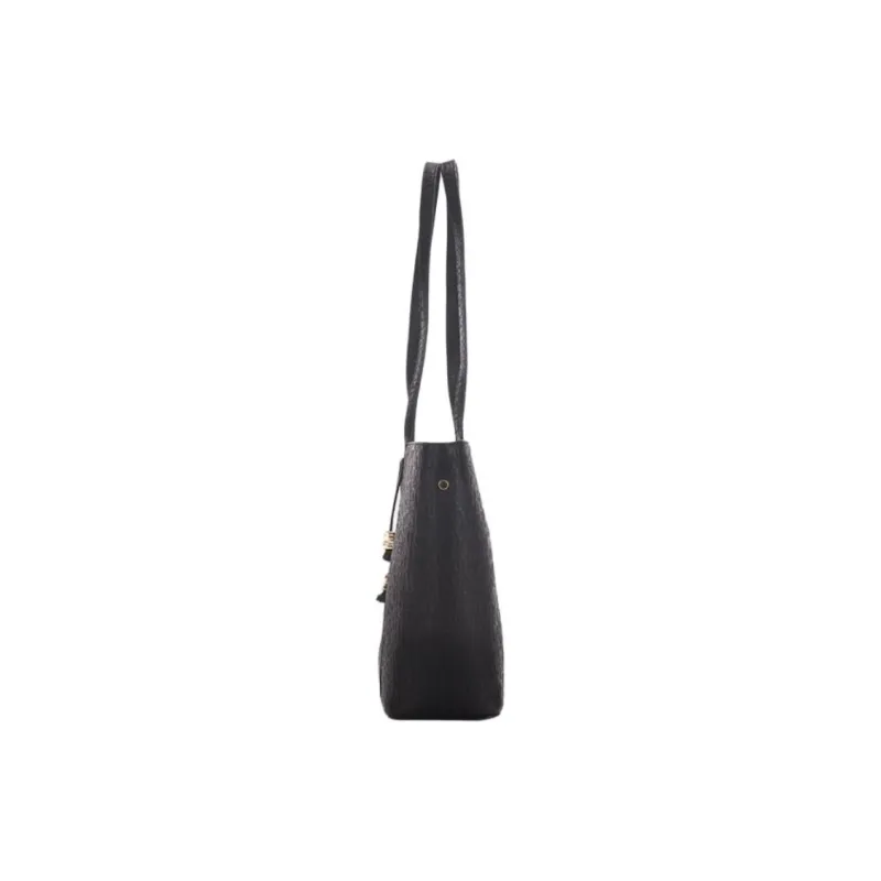 RED DRAGONFLY Polyurethane Tote Bag, Shopping Bag, Shoulder Bag Tubas Women's Black/Brown-2