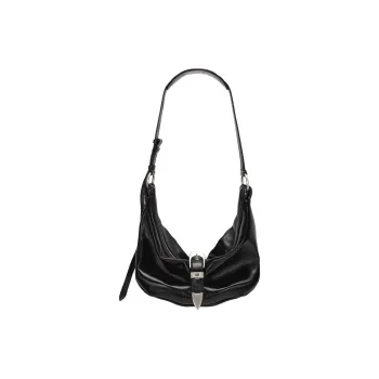 MARGE SHERWOOD Grained Cow Leather HOBO Bag Shoulder Bag Medium Size Women's Black