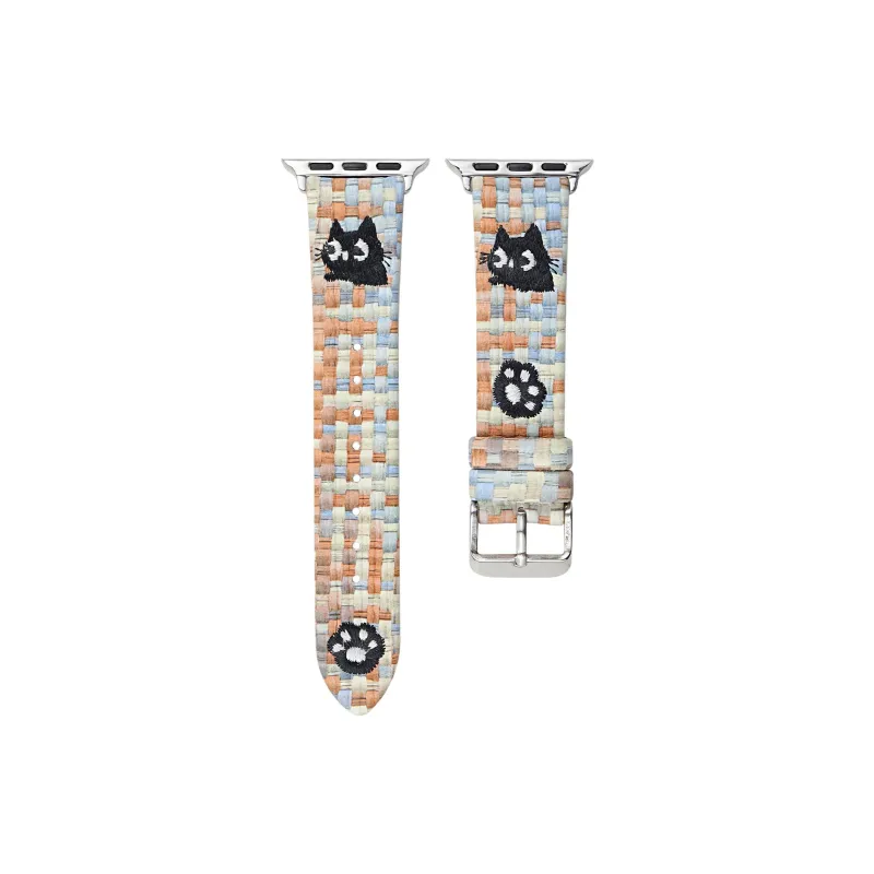 PULAISI Apple Compatibility Watch Band 220mm Plaid Material-4