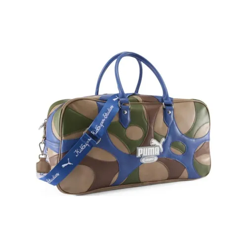 PUMA KIDSUPER Collaboration PU Travel Bag Men's Brown & Blue & Multicolor