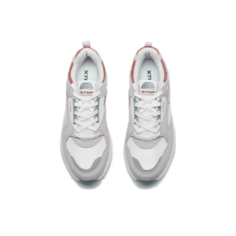 XTEP Vintage Series 80 Anti Slip Wear Resistant Low Top Casual Shoes Men's Gray White Red-2