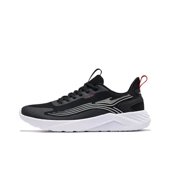 Erke Cushioning Breathable Low Top Running Shoes Men's Jet Black & Light Gray