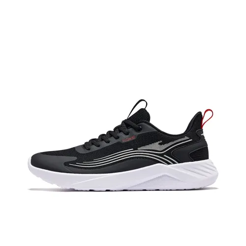 Erke Cushioning Breathable Low Top Running Shoes Men's Jet Black & Light Gray